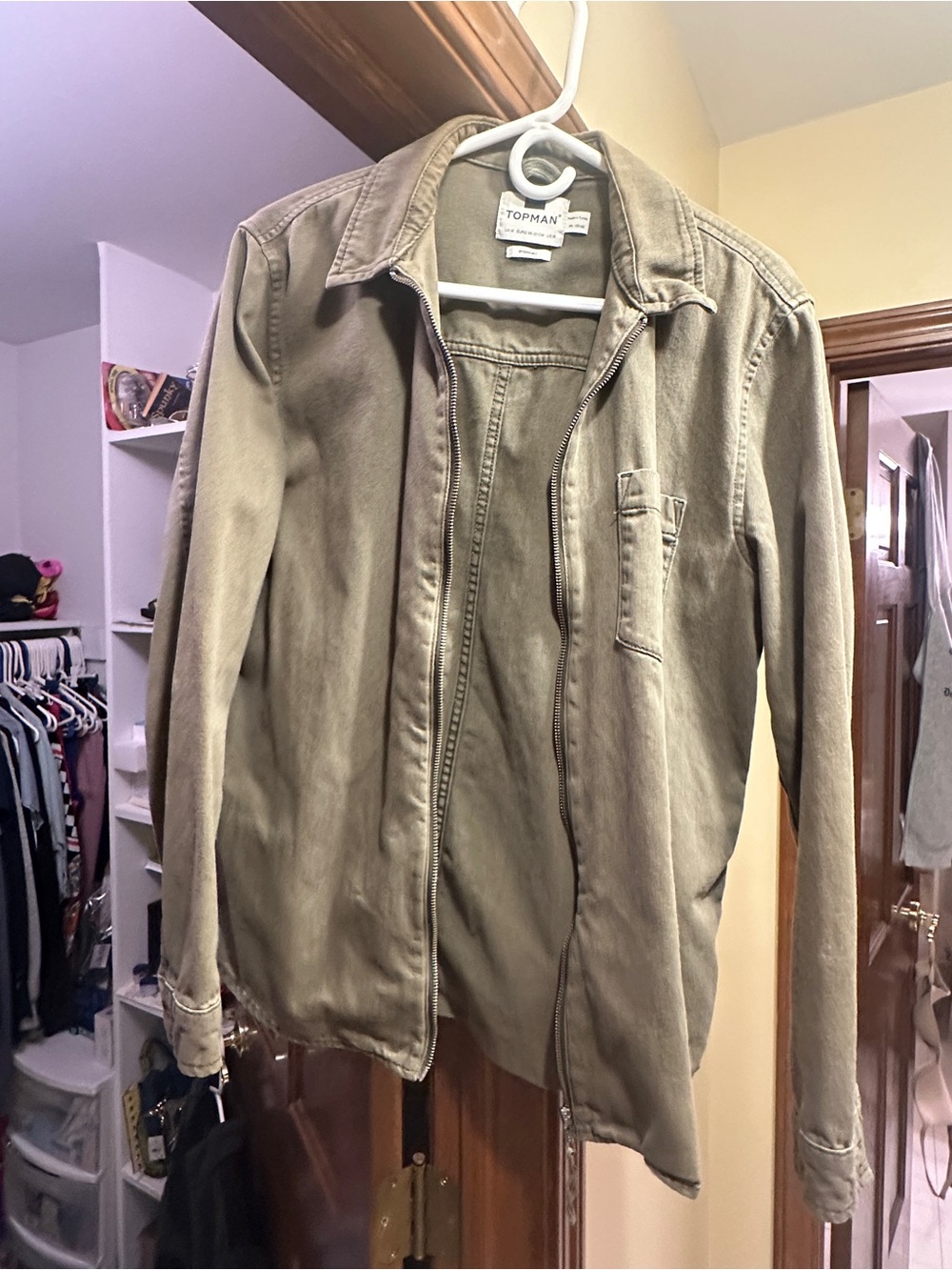 Topman Olive Green Zip-Front Military Jacket